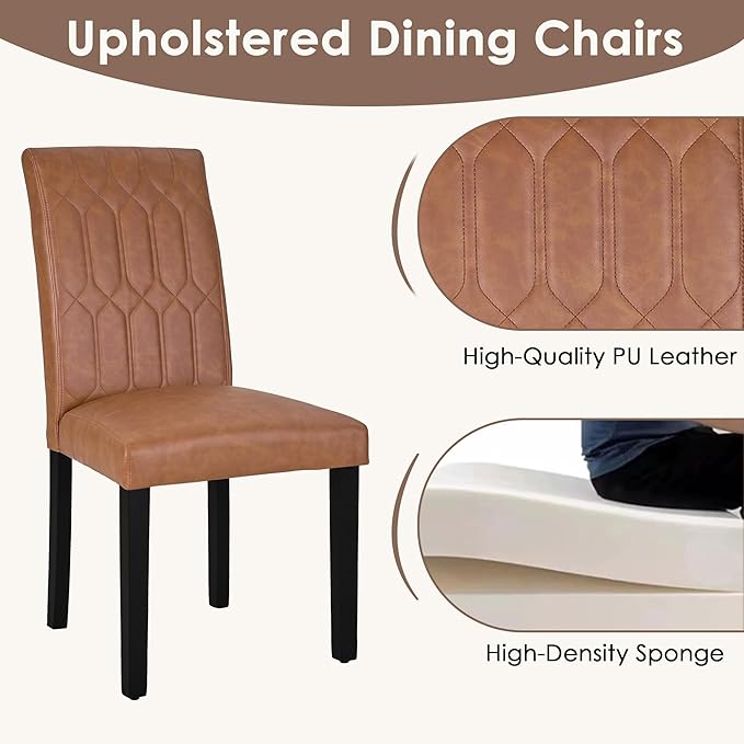 VECELO Upholstered Dining Chairs Set of 4, Modern PU Leather Accent Parsons - Image 5