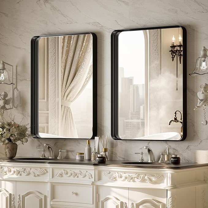 Bathroom Mirror 24x32 inch, Modern Round Corner Bathroom Vanity Mirror - Image 5