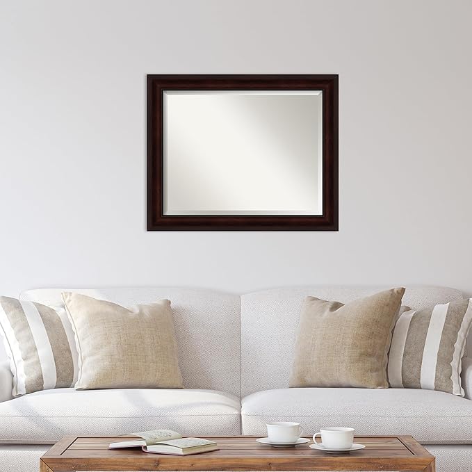Amanti Art Brown Wall Mirror 27x33 Coffee Bean Brown Rectangle Bathroom Mirror - Image 5