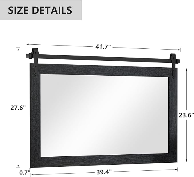 Farmhouse Mirror 42”x28” Black Rustic Mirror - Image 5