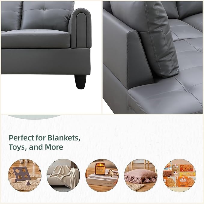 L Shaped Sectional Couches, Leather Couch Modular Sectional Sofa - Image 5