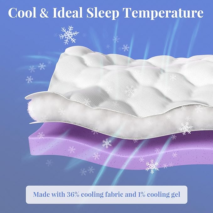 OhGeni Cooling 4 inch Dual Layer Twin XL Mattress Topper, 2 inch Gel Memory Foam - Image 3