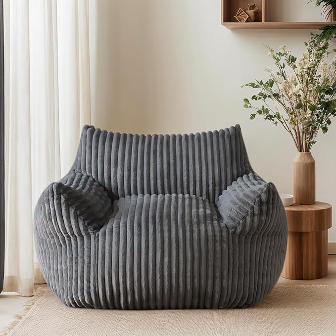 Oversized Bean Bag Chair for Adults, Giant Comfy Plush Boneless Bean Bag Couch by LivingGiving