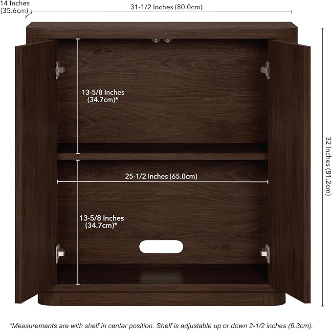 Henn&Hart 32" Wide Rectangular Accent Cabinet in Warm Brown, - Image 3