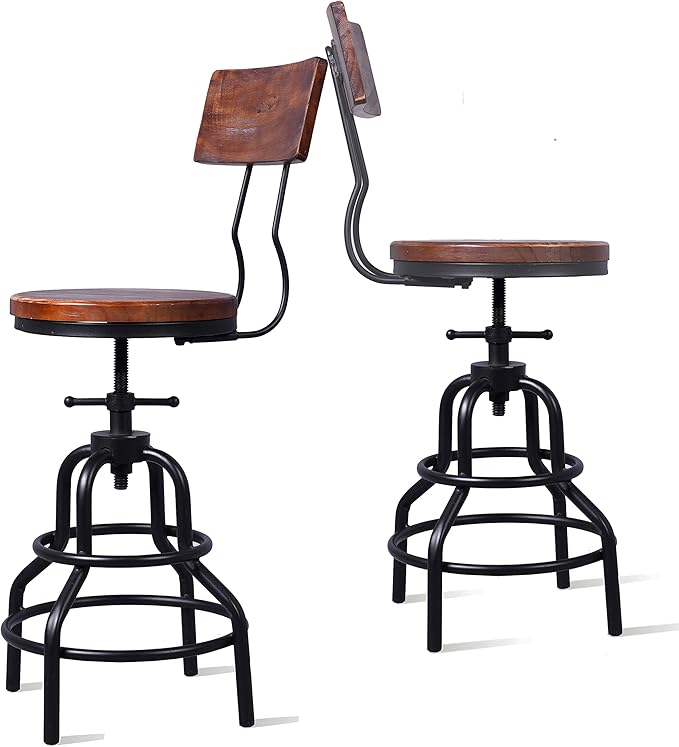 Diwhy Industrial Vintage Counter Stool, Kitchen Counter Height Adjustable by Diwhy