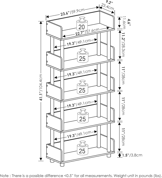 Furinno Turn-N-Tube 5-Tier Multipurposes Display Rack, Open Shelf Rack/Storage - Image 2