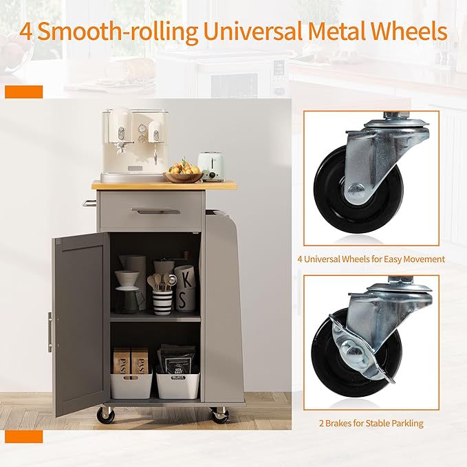 Shintenchi Small Kitchen Island on Wheels - Image 2
