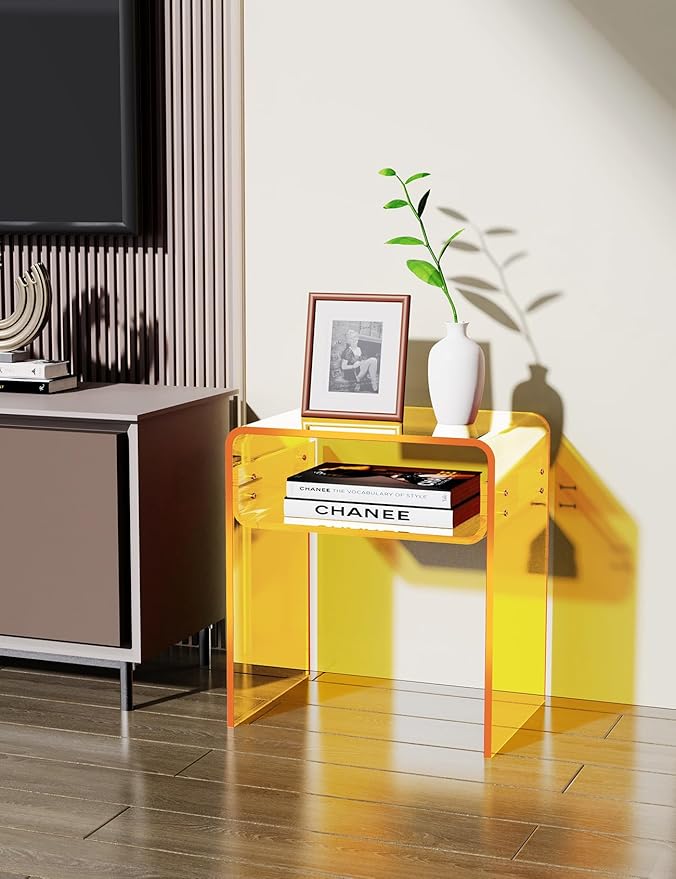 Clear Acrylic End Table 2-Tier Bedside nightstand - Image 7