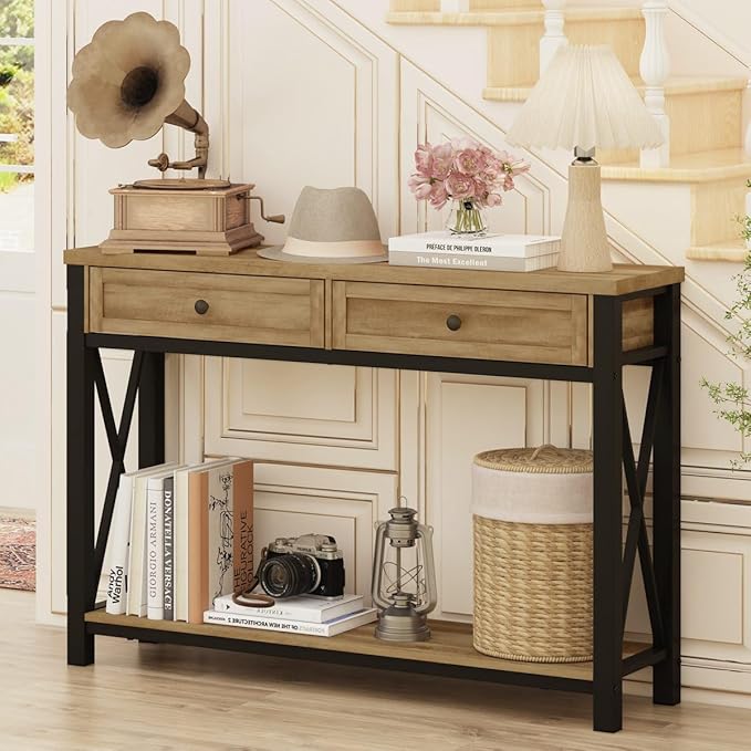 BON AUGURE Entryway Table with Drawers, Sofa Table with Storage, Couch Tables by BONAUGURE