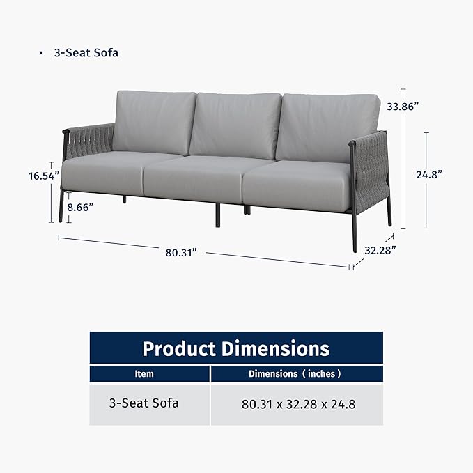 EAST OAK Life Chatter Outdoor Patio Furniture | Outdoor Sofa 3 Seats - Image 9