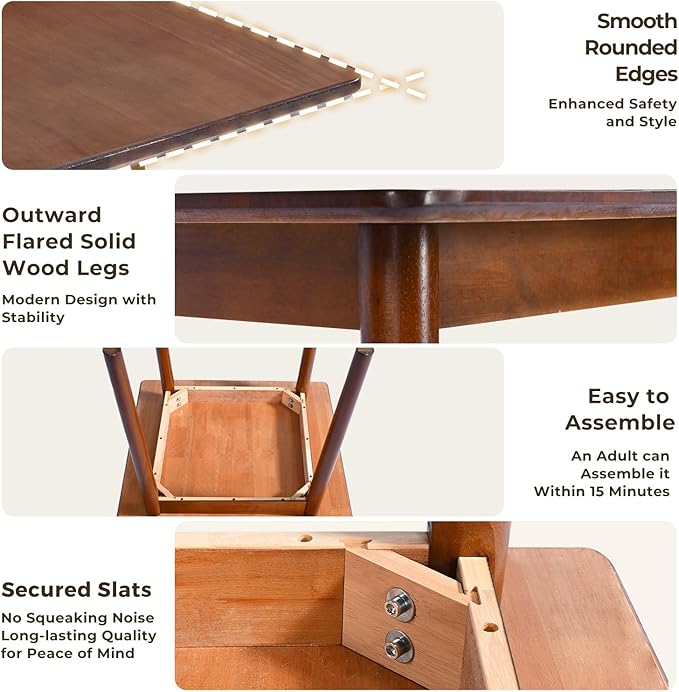 DELAVIN 29.5" Solid Wood Dining Table, Modern Small Dining Table, Square - Image 7