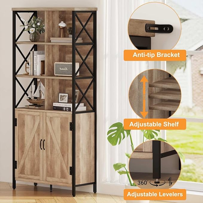 FATORRI Rustic Tall Bookshelf - Image 4