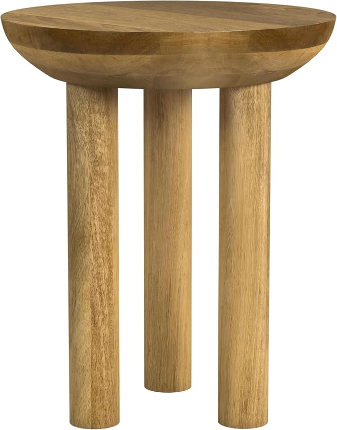 Natural Mango Wood 3-Leg End/Side Round Table - Image 8
