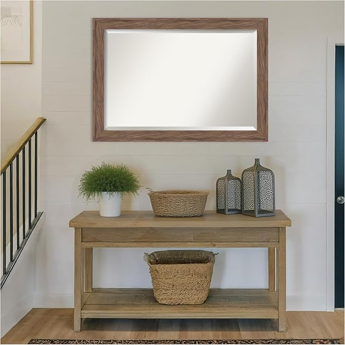 Amanti Art Brown Wall Mirror 29x41 Pia Medium Brown Rectangle Bathroom Mirror - Image 5