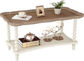 Function Home Farmhouse Coffee Table, Rustic White French Country Center Table by FunctionHome
