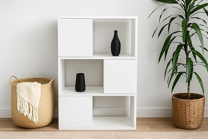GHC 3 Tier Bookshelf, Wood Decorative Storage Shelving, Modern Freestanding by GHC