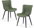 Kidol & Shellder Bean-Green Dining Chairs Set of 2, Upholstered Mid Century by KidolShellder