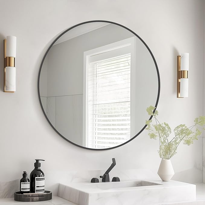 HOMECOOKIN Round Wall Mirror 24" Black Circle Mirror - Image 2