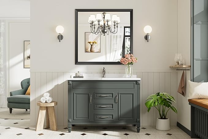 40x38 Inch Black Bathroom Mirror - Image 9