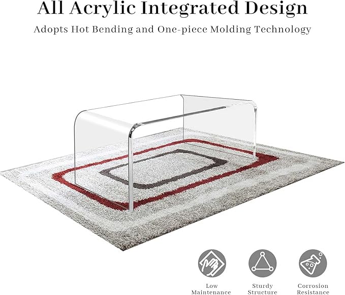 40inch Premium Clear Acrylic Rectangle Coffee Table - Image 5