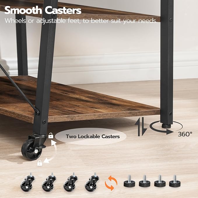 HOOBRO Rolling TV Stand with Mount and Power Outlet Up to 55 inch TV, Corner - Image 6