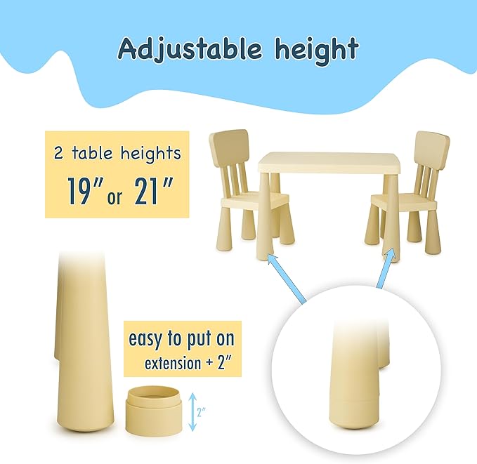 Kids Table and Chairs Set with Storage Drawer, Height-Adjustable Children's Desk - Image 5