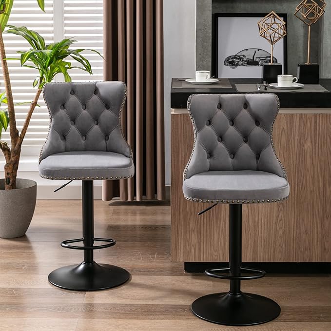 PacknWood Acosure Swivel Velvet Barstools Adjusatble Seat Height from 25-33" - Image 6