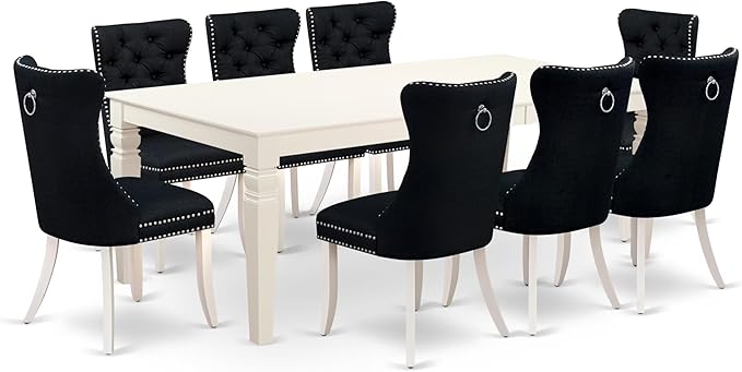 East West Furniture LGDA9-LWH-24 9 Piece Dinette Set Includes a Rectangle by EastWestFurniture