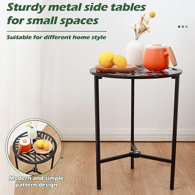 Party Zealot 1 Pack 13" Metal Outdoor Side Tables Small Black Outside End Table - Image 6