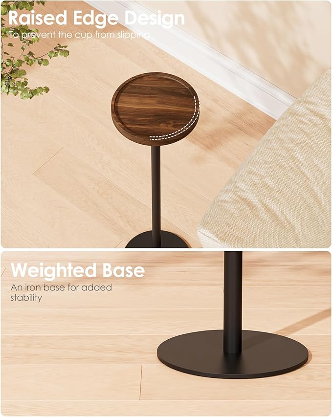 Drink Table, Small Pedestal Side Table, Round Cocktail Table, Circle Accent End - Image 7