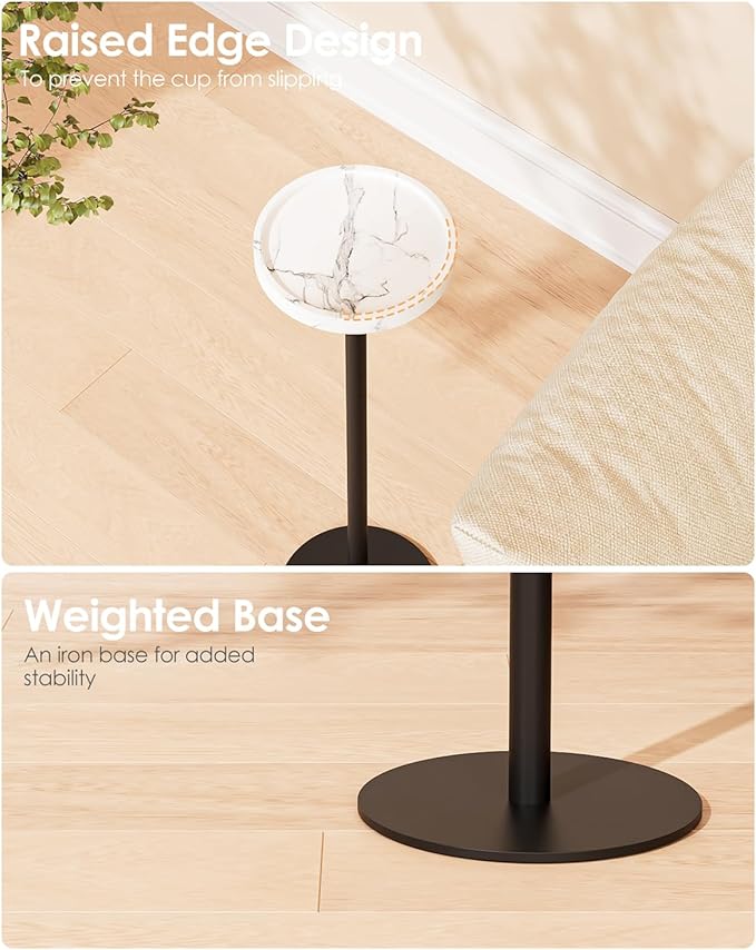 Drink Table, Small Pedestal Side Table, Round Cocktail Table, Circle Accent End - Image 7
