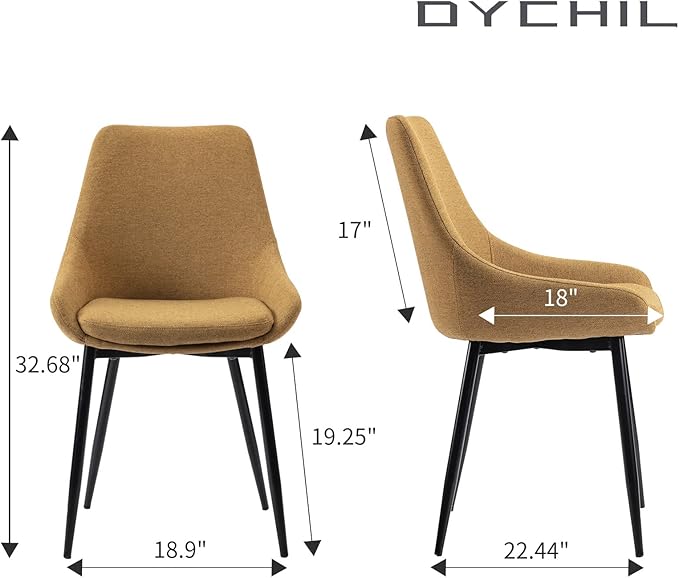 Dining Chairs Set of 2 Ergonomic Living Room Chairs Yellow Kitchen Chairs - Image 5