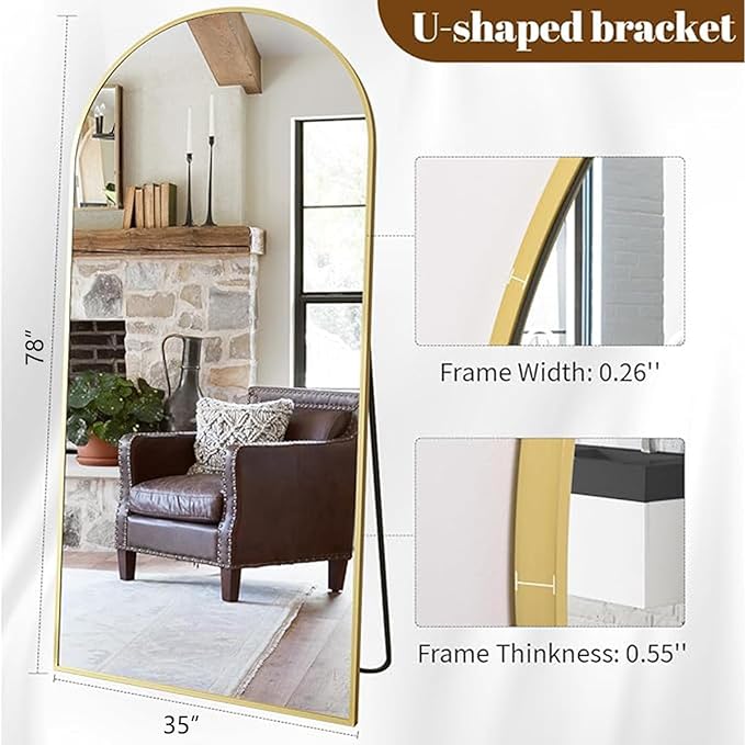 Koonmi 35"x78" Arched Full Length Mirror - Image 7