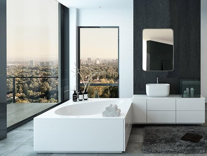 Hamilton Hills 22x30 inch Metal Silver Frame Bathroom Mirror - Image 5