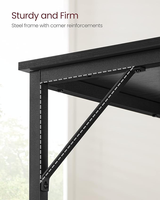 VASAGLE Computer Desk, Gaming Desk, Home Office Desk, - Image 6