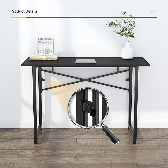 Folding Computer Desk 47 inch Writing Gaming Computer Camping Table, No - Image 9
