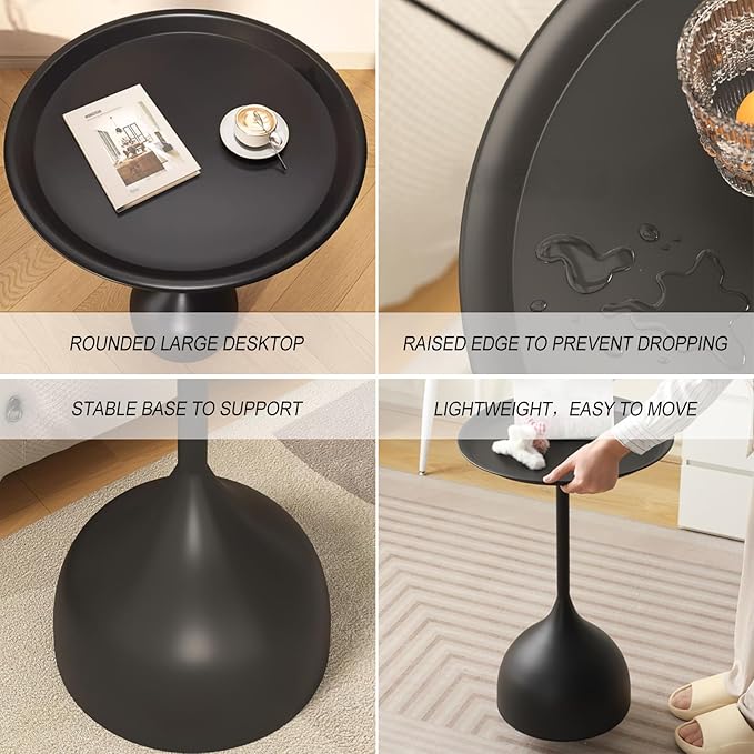 Side Coffee Table Set, Living Room Small Round End Table, Metal Nesting Tables - Image 6