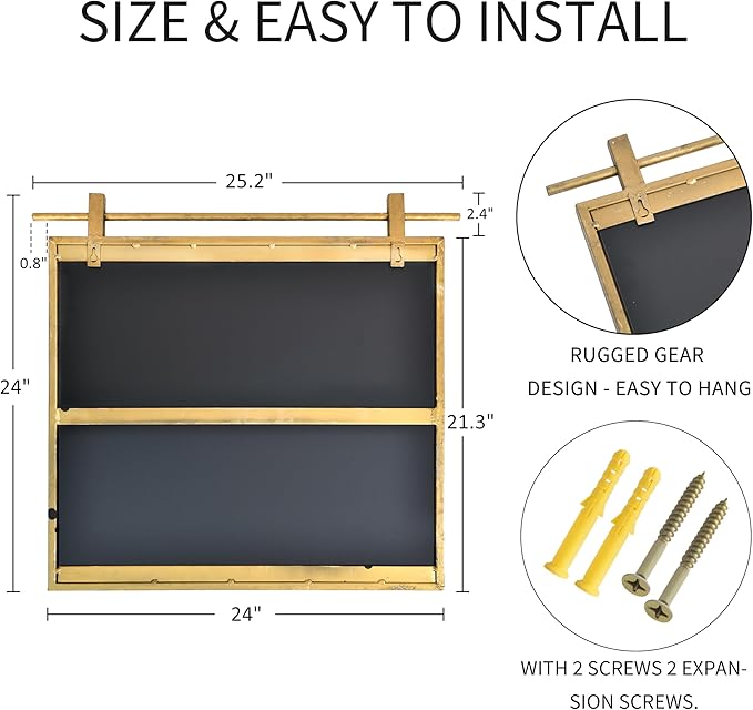 24x24 Inch Square Bathroom Vanity Mirror - Image 6