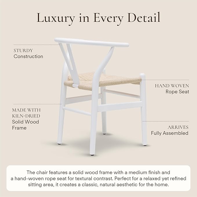 POLY & BARK Weave Dining Chairs – Mid-Century Modern Wishbone Dining Chairs - Image 5