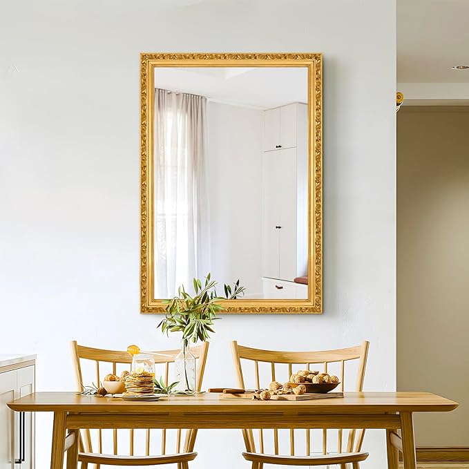 Gold Vintage Mirror, Traditional Antique Wall Mirrors - Image 2
