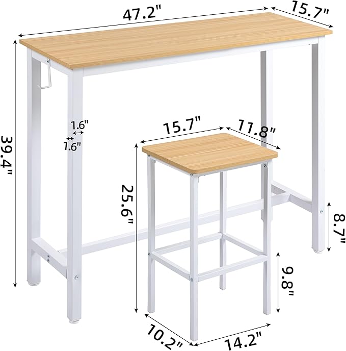 Finnhomy 47" Industrial Bar Table Set - Image 5
