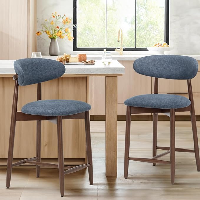 Upholstered Counter Height Bar Stools Set of 2, Modern Kitchen Island Barstools by COLAMYINC