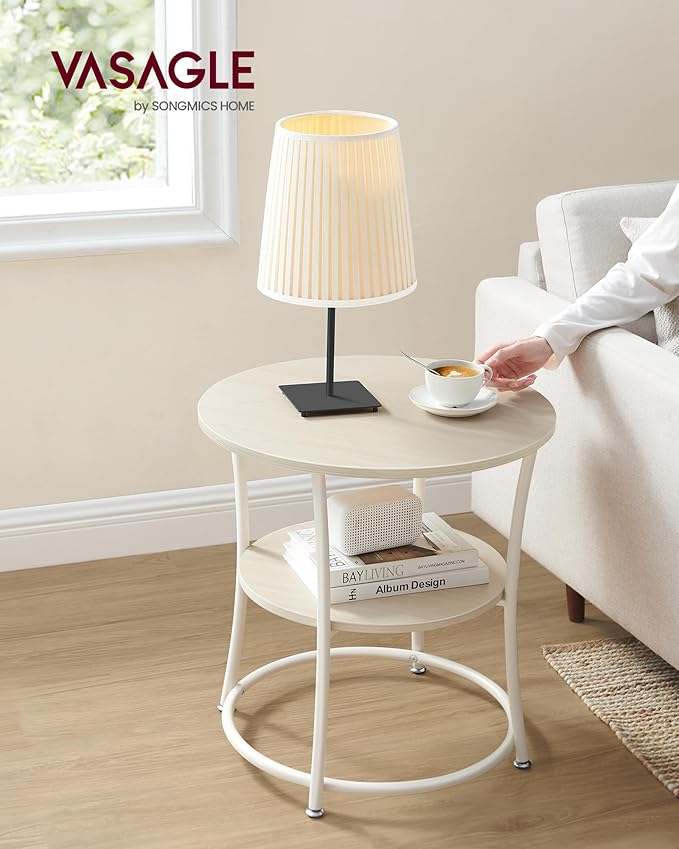VASAGLE Side Table, 2-Tier Round End Table, Nightstand - Image 2