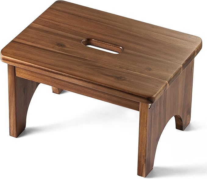 Wooden Step Stool, 9in One Step Stool by FANATU
