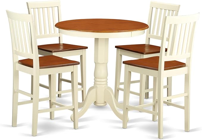East West Furniture EDVN5-WHI-W 5 Piece Kitchen Counter Height Dining Table Set by EastWestFurniture
