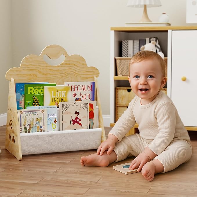 Wood Kids Bookshelf, Montessori Bookshelf, Suitable Kids Rooms, Nursery & by Unknown