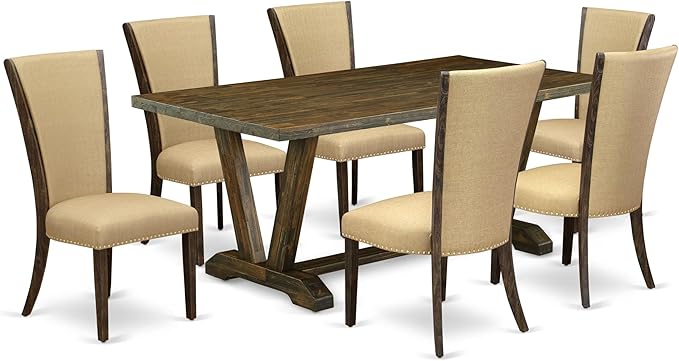 East West Furniture V777VE703-7 7 Piece Dining Table Set Consist of a Rectangle by EastWestFurniture