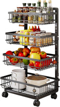 Aupekro 4-Tier Kitchen Storage Cart, Metal Utility Rolling Cart by Aupekro
