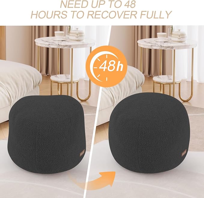 MeMoreCool Stuffed Round Pouf Ottoman Foot Rest, Floor Pouf Foot Stool - Image 8