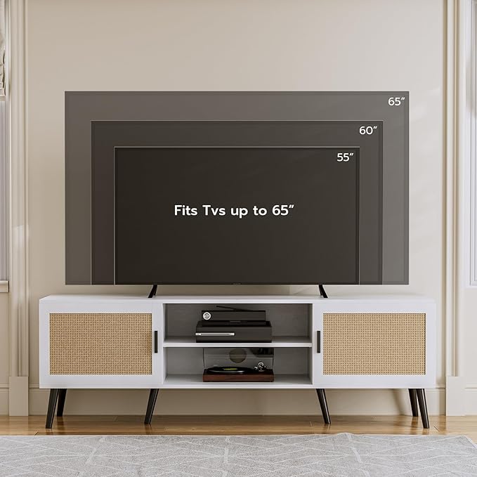 TV Stand for TVs up to 65'', Mid Century Modern Entertainment Center - Image 3